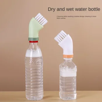 Чистящая четка Може да бъде подсоединена към бутилката с минерална вода, Сухо-влажно Четка за почистване с двойна употреба, богат на функции потребителска четка за почистване пропуски